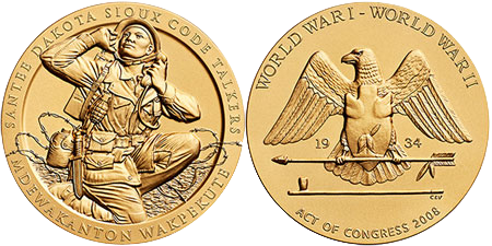 Santee Dakota Sioux Code Talkers medal front and back